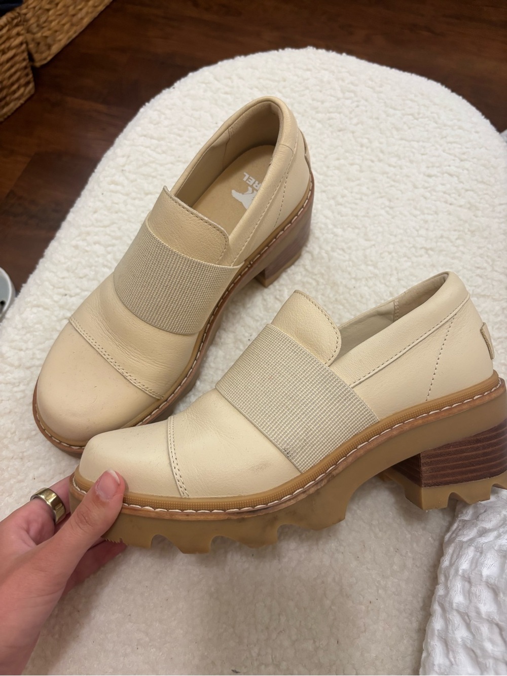 Sorel Cream Slip-On Chunky Heel Loafer - Joan